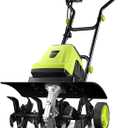 Electric Tiller, YERYORK 15-Amp 18-Inch Width 9-Inch Depth Corded Tiller Cultivator 24 Durable Steel Tines Gardening Tiller with Adjustable Wheels Foldable Handle for Easy Soil Cultivation