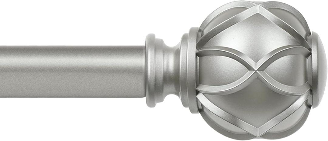 Curtain Rod 48 to 84 Inch, HOTOZON Heavy Duty Curtain Rods for Windows, Telescoping Single Drapery Rod with Netted Texture Finials, Antique Silver