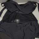 Women Crisscross Tankini Swimsuit Two Piece High Waisted Tummy Control Swimwear Mesh Tie Back Bathing Suit (X-Large, Black)