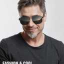 LUENX Aviator Sunglasses for Men Square Polarized Polygon Lens - UV 400 Protection with Accessories 61MM Driving Outdoor (Black)