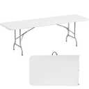 Elevon 8 Feet Heavy Duty Folding Table with Adjustable Height, Fold-in-Half Portable Table for Indoor Outdoor Use - Camping, Picnic, Party, Wedding, Dining, Utility Table