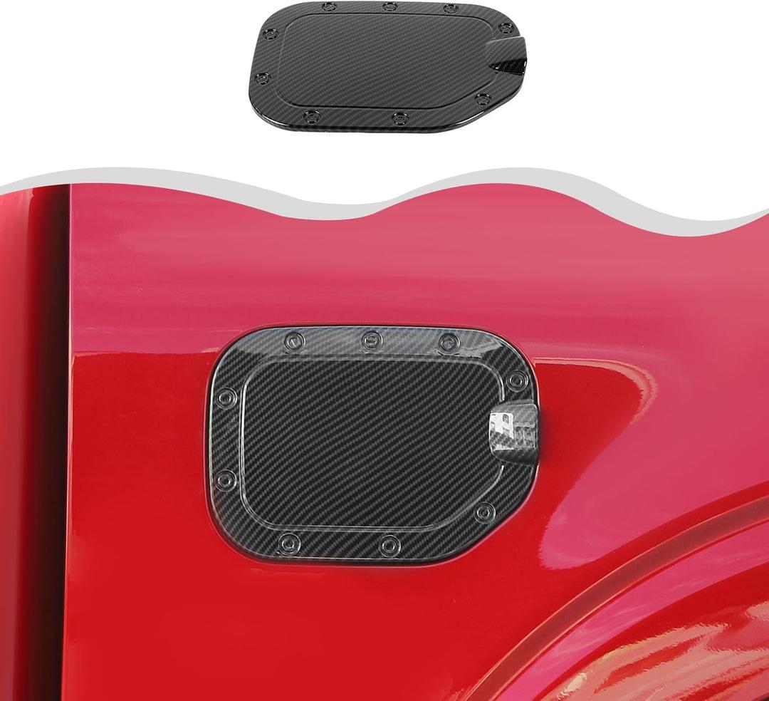 Fuel Filler Door Gas Tank Cap Cover Compatible with Ford F150 2021-2024 Exterior Accessories(Carbon Fiber)