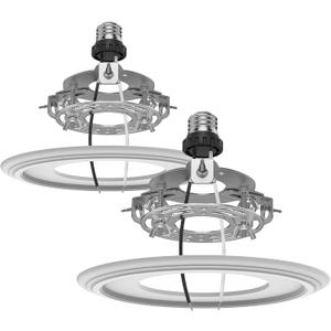 2-Pack Recessed Light to Pendant Converter Kit, Adjustable for 5 and 6 inch Recessed Can Light Conversion Kit, Includes E26 Socket, Triangular Bracket, Round Mounting Plate & 3D White Cover