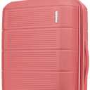 American Tourister Stratum 2.0 Expandable Hardside Luggage with Spinner Wheels, 24" SPINNER, Soft Coral (24-Inch Checked-Medium)