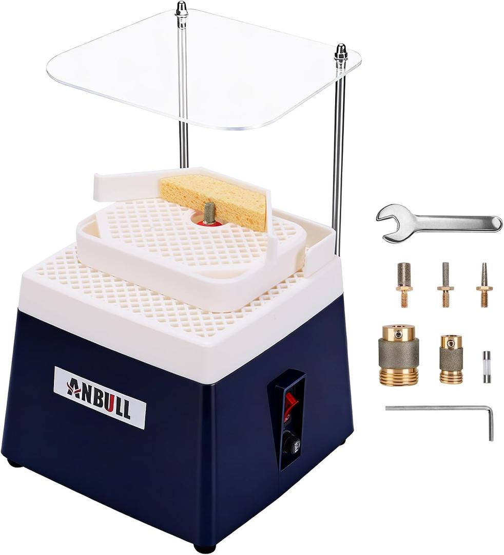 ANBULL Upgrade Stained Glass Grinder, Dual-Layer Glass Grinding Machine, 110V 4200RPM Portable Stained Grinder Tool Kit with 5/8", 1", 1/4"& 1/8" Diamond Bits for Processing Art