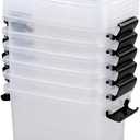 6 Pack 5.5 Quart Storage Container Box with Lids, Small Plastic Storage Bins with Handle