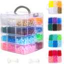 Gxueshan 4500 Pcs Acrylic Pony Beads Bulk Large Hole Plastic White Green Gold Red Black Blue Pink 24 Assorted Colors Kandi Hair Beads for Crafts Friendship Bracelet Jewelry Making Kit Set (4500)