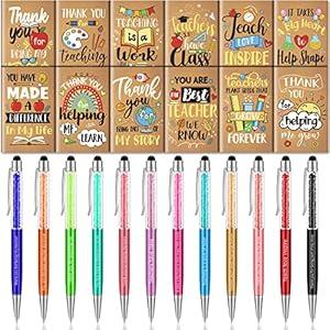 24 Pcs Funny Pens Notepads Gifts Set for Teacher Nurse Christian Theme Appreciation Gift Bulk Inspirational Negative Motivational Notepad Diamond Ballpoint Pen for Nurse Teacher Office (Classic)