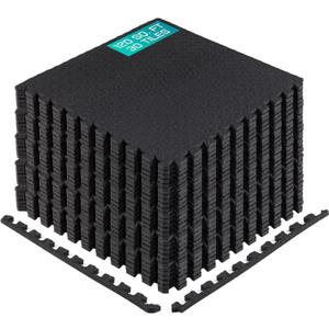 Yes4All 24SQFT-120SQFT Puzzle Exercise Mat for Home Gym, EVA Interlocking Foam Floor Tiles with Border for Workout Equipment (Black)