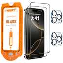 QsmQam for iPhone 16 Pro Screen Protector + Camera Lens Protector, [Military Grade Shatterproof], Ultra Top 9H+ Tempered Glass, Full Coverage Screen, with Automatic Dust Removal [2+2 Pack] 5 pack