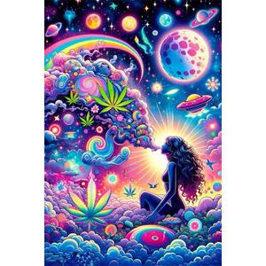 wmpikd Hippie Hippy Girl Diamond Art Painting Kits for Adults 5d DIY Trippy Cool Girl Gem Art Kit for Beginners Round Full Drill Paint with Diamonds Crafts Home Wall Decor Gifts 12x16 Inch (Y118-30X40)