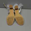 Coutgo Women's Bow Tie Heeled Sandals Chunky Heels One Strap Satin Ankle Buckle Dress Wedding Shoes (6, White)