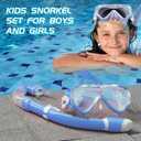 Seago Kids Snorkel Set Dry Top Mask Snorkeling Gear for Boys Girls Youth, No Leak Anti-Fog Clear View Scuba Diving Swim Kit Blue