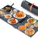 Warming Mat for Food with 3-Zone Independent Control, Extra Large 40"x17" Food Wamer Chafing Dishes with 17 Temp 6 Hour Timer, Food Warming Mat Custom 3-Zone Settings for Party Buffets Daily Use (Dark Gray)