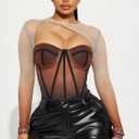 Fashion Nova Sights On Me Mesh Top Brown Combo XL