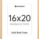 Upsimples 16x20 Frames, Natural Solid Wooden Picture Frames, Display 11x14 with Mat or 16 x 20 Without, Vertical or Horizontal Wall Hanging, 1 Pack, Natural