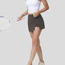 High Waisted Tennis Skirts for Women Side Slit Golf Skorts with 3 Pockets A Line Athletic Skirt in Shorts for Workout Sports (Brown, M)