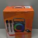 Karaoke Machine, Portable Bluetooth Speaker with 2 Wireless Microphones for Adults & Kids with Lights, Karaoke Microphone with PA System Supports USB/TF/FM/AUX for Home Party Home System Packages (Black)