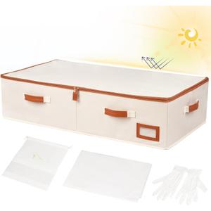 Wedding Dress Storage Box, Large Shadeable Wedding Dress Preservation Box with Microfiber Gloves, 20 Sheets of Acid Free Paper and Dustproof Bag for Wedding Dress, Heirlooms, Gowns