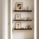 24 Inch Rustic Wood Floating Shelves Farmhouse Wooden Wall Shelves for Bathroom Bedroom Living Room Kitchen Office Set of 4 Brown