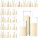 Shihanee 120 Pcs Pillar Candles and Glass Cylinder Vases Clear Cylinder Holders for Slim Pillar Candles Table Decoration (Ivory White)