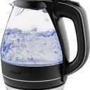 OVENTE Electric Kettle, 1.5L Borosilicate Glass Countertop Water Heater and Boiler for Coffee or Tea, BPA-Free, Auto Shut-Off, Boil-Dry Protection, Removable and Washable Spout Filter, Black KG83B (1.6 Quarts)