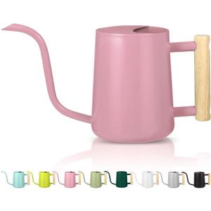 Watering Can Indoor Plants, 35oz Small Indoor Stainless Steel Metal Watering Can Modern Decorative Watering Pot with Long Spout for Indoor House Plant Bonsai Garden Flowers (Pink)