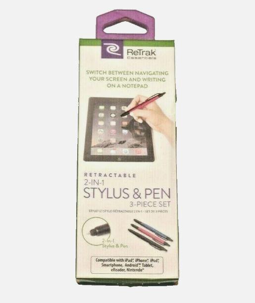 Retractable 2-in-1 Stylus & Pen 3 Piece Set