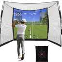 MangoStar Golf Net, 11x8ft Golf Simulators Hitting Net with High-Density Impact Screen and Target Cloth, Heavy Duty Practice Cage for Swing Driving, Home Backyard Garage Indoor Outdoor Use