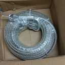 3/8" Stainless Steel Cable 75FT, 7x19 Strands Wire Rope Cable, with 12000 lbs Breaking Strength, Stainless Steel Wire Rope with M10 Clips Clamp and Thimbles for Boat Lifting Winch Cable