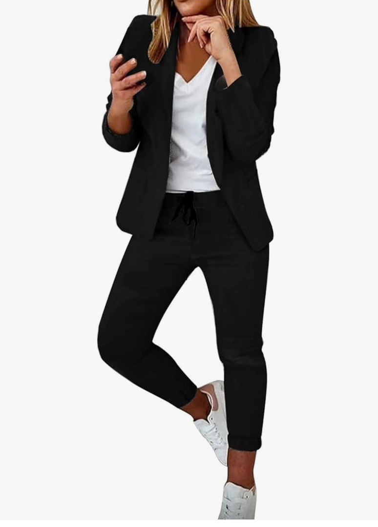 Pants Suits for Women 2 Piece Set Business Casual Outfits Blazer Work Office Jackets and Pencil Pants Dressy Suit, M