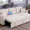 81.5" Reversible Sleeper Sectional Sofabed L-Shaped Corner Pull Out Sleeper Couch Bed with Reversible Storage Chaise and 2 Pillows, Modern Convertible Corner Sleeper Sectional Sofa for Living Room