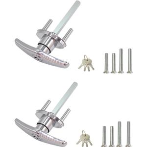 Garage Door Lock T-Handle Locks Latch Replacement Parts with 4 Keys, Mounting Hardware Included, Fit 1-3/8" to 2" Thick Doors, T-Handles Locking Set for Garage Door - 2pack