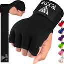 WYOX Gel Boxing Hand Wraps Inner Gloves for Men & Women  80cm Quick Wrist Strap, Padded Knuckle Support, Fingerless MMA Muay Thai Kickboxing Wraps for Training, Punching & Martial Arts (Small - Medium, Black)