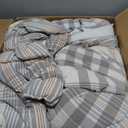 100% Cotton Comforter Set Queen Size  Reversible Yarn-Dyed Checkered Design, Soft Washed Cotton on Both Sides, Lightweight All-Season Bedding, Machine Washable(Grey White Plaid, 90x90)