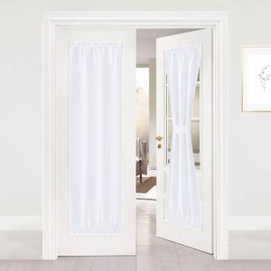 NICETOWN Pure White Sidelight Curtains - 50% Sunlight Blocking Thermal Insulated French Door Drapery Panel for Privacy (25" Width x 72" Length, Tie Back Included, One Panel)