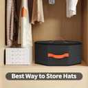 kushon Hat Storage Box for Women & Men, Hardboard Support Hat Boxes with 1 Door Hook Hat Organizer, Cowboy Hat Box for Travel, Hat Bag Hat Case (Black)
