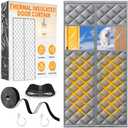 HOFUDON Upgraded Magnetic Thermal Insulated Door Curtain with Perspective Window, Weatherproof Oxford Cloth Filled with Cotton, Fit for Door Size 37" x 80", Doorway Curtains Size 39" x 82" Grey