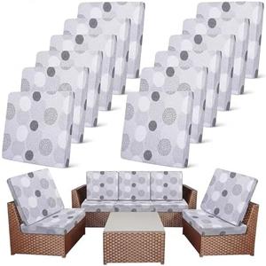 Newwiee 8 Pcs Stretch Patio Cushion Covers Dahlia Flower Outdoor Cushion Cover Replacement Furniture, Floral Sofa Couch Slipcovers Waterproof Washable Thin Breathable Summer Home Decor(Classic Color)