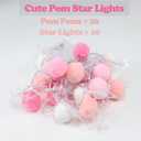 ChiRee Indoor String Lights 6.56 Feet Pom Poms Star Lights 20 LED Battery Operated String Fairy Lights Warm White Star Lights Colorful Decor Lights for Home Bedroom Kids Playhouse Holiday Christmas
