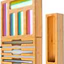 Maxpray 9 IN 1 Bamboo Foil and Plastic Wrap Organizer for Kitchen Drawer, Plastic Bag Organizer Organization and Storage, Food Storage Bag Organizer with Labels for Quart Gallon Snack Sandwich (Full Set)