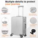 VentureVault All Aluminum 24 Inch Check In Luggage Hard Shell Suitcases with Spinner Wheels and TSA Lock, Checked Medium Suitcase (Sliver)