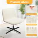 Criss Cross Chair Slipcover, Stretchable Armless Wide Seat Office Computer Task Vanity Chair Cover Protector, Elastic Cross Legged Desk Chairs Covers Bedroom-WhiteOnly Covers, No Chairs
