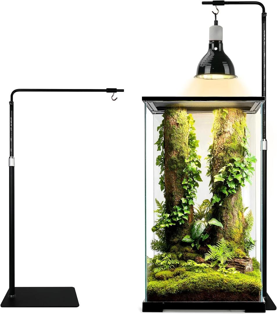 Reptile Heat Lamp Stand 27inch-67inch with 360Adjustable Swing Arm,Reptile Light Stand Hanging Lamp Holder for Bearded Dragon,Turtle,Snake,Chicks Terrarium