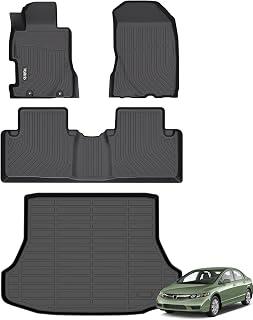 for Honda Civic Sedan 2006-2011 4-Door (Not for Coupe & Hybrid) Floor Mat Cargo Liner All Weather Floor Liner Car Mat for Honda Civic Custom Fit Automotive Full Set Accessories 