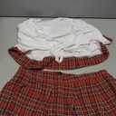 Women Plaid Skirt Costume Plus Size Student Costume Maid Nurse Outfit Sexy Roleplay Lingerie Babydoll Mini Skirt (Large, White+red)