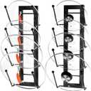 8 Layers of Adjustable Pot Lid Organizer Rack for Cabinet Door/Wall2Pack Lid Organizer Pots and Pans Holder for Kitchen Storage with No Drilling Adhesive 5.7 W(Black)