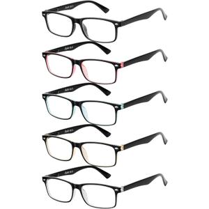 LADEESSE 5-Pack Reading Glasses for Women - Blue Light Blocking Readers for Computer Eye Strain Anti-Glare Men Womens Reader Eyeglasses/W Spring Hinge Bluelight Glass for Woman Eyes Protection(2.25)