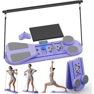 Pilates Reformer Sets Pilates Board 6in1 Multifunctional Abdominal core Trainer Workout Equipment,Exercise Board Foldable Ab Board Trainer Pilates Exercise Machine (Purple), 38.6"D x 12"W x 2"H