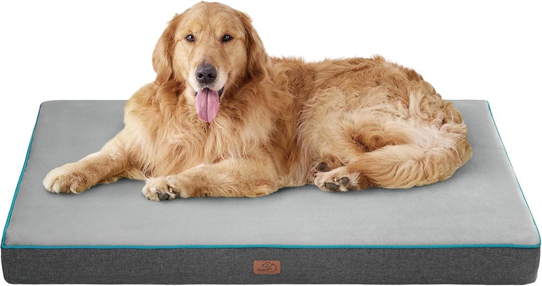 Bedsure Cama extragrande de espuma viscoelstica para perros  Tapete ortopdico impermeable para mascotas con funda extrable lavable y parte inferior antideslizante  Cama superior de franela de (Gris)